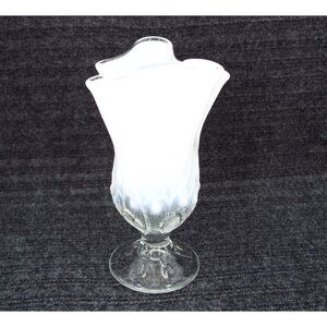 Vintage Fenton Glass Lily of the Valley Opalescent White Handkerchief Vase